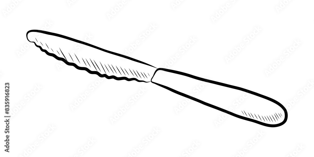 BLACK AND WHITE VECTOR CONTOUR DRAWING OF A KITCHEN KNIFE BLACK AND WHITE VECTOR CONTOUR DRAWING OF A KITCHEN KNIFE