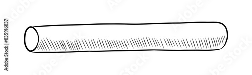 BLACK WHITE VECTOR CONTOUR DRAWING OF A ROLLING PIN FOR DOUGH