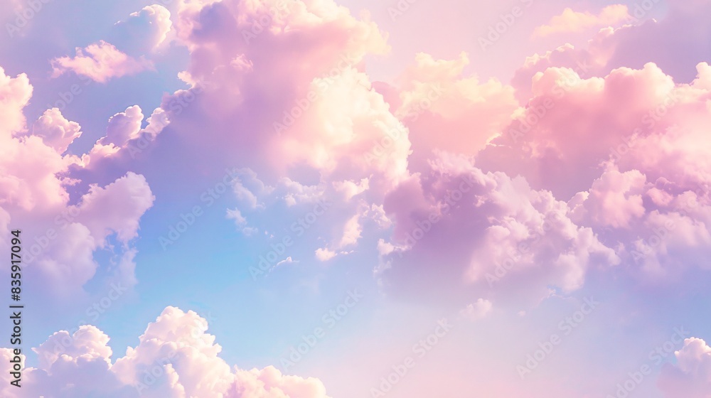 Fototapeta premium Seamless Dreamy Sky Background with Soft Clouds
