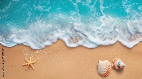 Fototapeta Naklejka Na Ścianę i Meble -  Abstract background light sea surf on the beach with sand