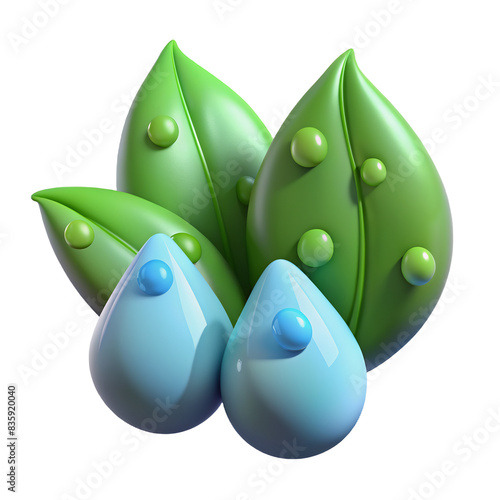 Raindrops on leaves after a downpour  Hyperrealistic Highly Detailed Isolated On Transparent Background Png File