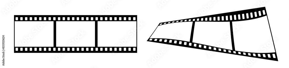 35mm film strip vector design with 3 frames on white background. Black film reel symbol illustration to use for photography, television, cinema, photo frame.
35mm film strip vector design with 3 frames on white background. Black film reel symbol illustration to use for photography, television, cinema, photo frame.