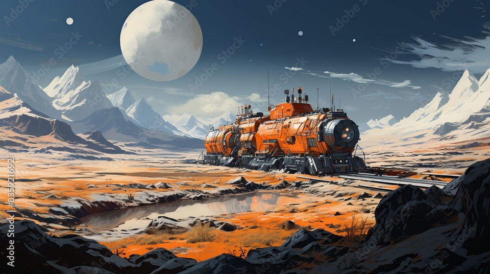 Aboard a starship hurtling through the void of space, crew members race against time to repair a critical malfunction before their ship succumbs to the unforgiving vacuum outside. Painting Aboard a starship hurtling through the void of space, crew members race against time to repair a critical malfunction before their ship succumbs to the unforgiving vacuum outside. Painting