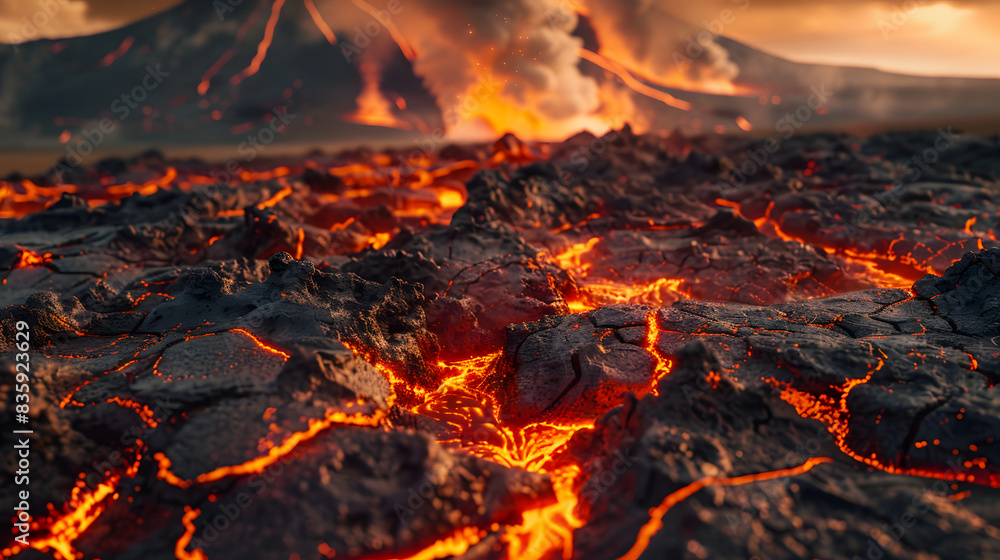 High-detail Close-up of Lava Erupting from a Volcano. High-detail Close-up of Lava Erupting from a Volcano.