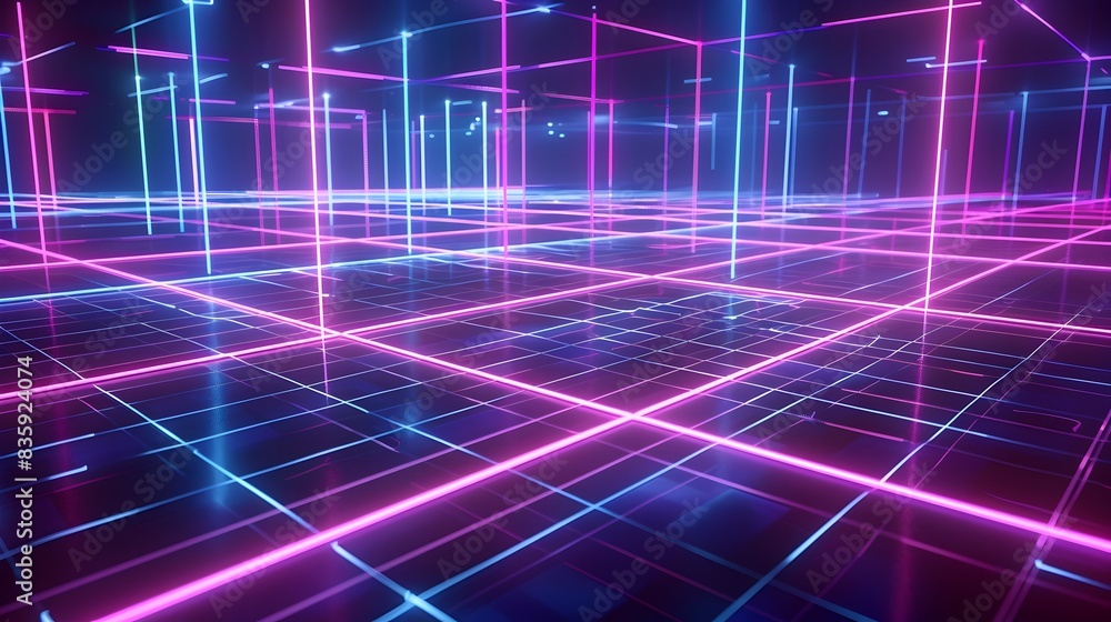Neon Grid: Luminous Intersections and Vibrant Nodes Neon Grid: Luminous Intersections and Vibrant Nodes