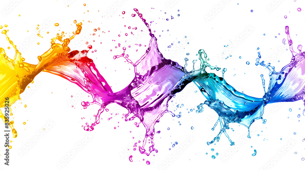 Helix shape color water flow on white background, rainbow color, multicolored, gradient, dynamic Helix shape color water flow on white background, rainbow color, multicolored, gradient, dynamic