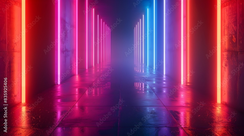 Neon Gradient Backdrop with Layered Tubes and Light Trails Neon Gradient Backdrop with Layered Tubes and Light Trails
