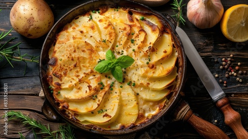Traditional French dish made with layered potatoes
