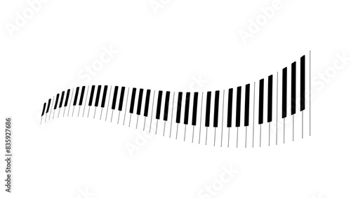 Piano keyboards logo, black isolated silhouette