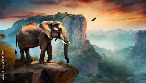 landscape with elephants photo