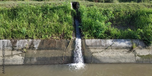 Bilde på lerret diverting water from rice fields to irrigation