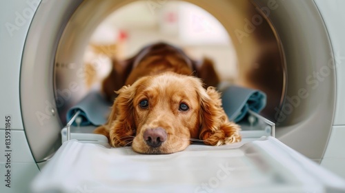Patient Puppy: Awaiting MRI Scan in Veterinary Clinic 