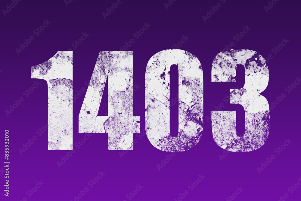 flat white grunge number of 1403 on purple background. flat white grunge number of 1403 on purple background.