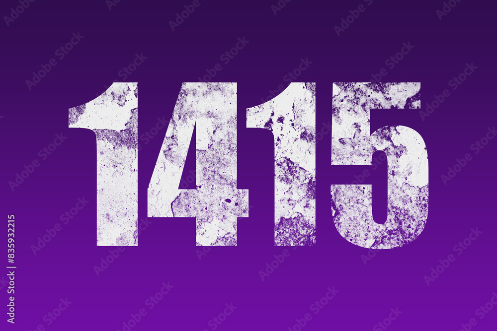 flat white grunge number of 1415 on purple background. flat white grunge number of 1415 on purple background.