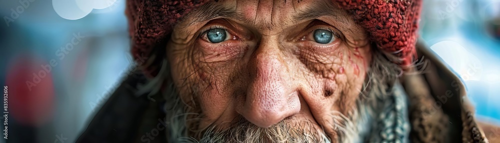 Homeless man with a woolen cap Homeless man with a woolen cap