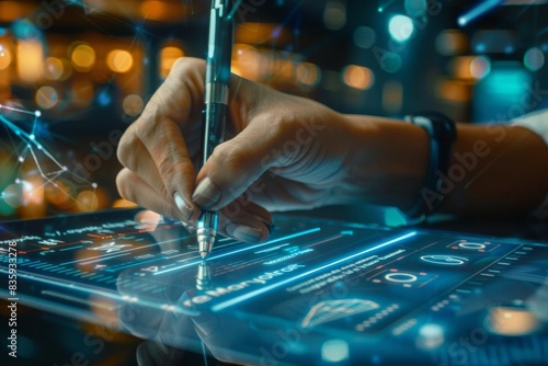 Person signing a document with digital elements