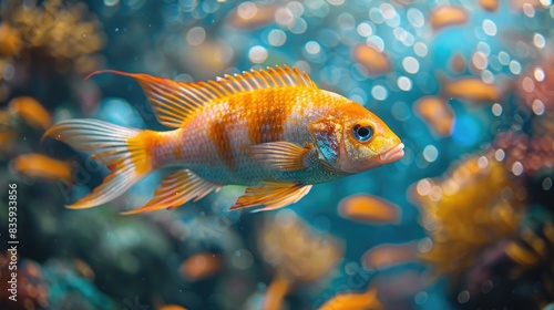 fish in aquarium HD 8K wallpaper Stock Photographic Image