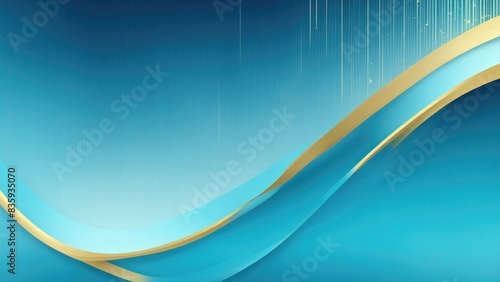 Cyan and Gold Gradient Soft Waving Lines with gradient blue Abstract Background
