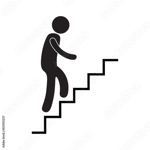 vector flat icon of a person walking up stairs