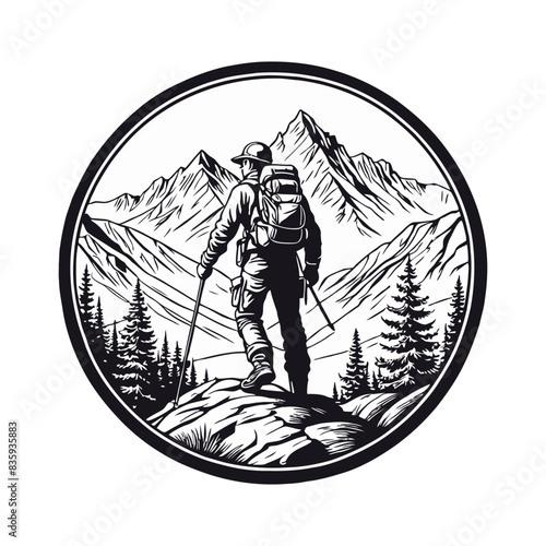 Vintage Mountain Climber Badge Illustration