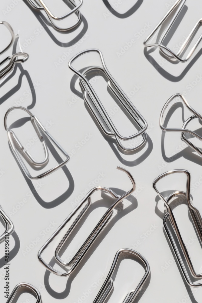 A collection of shiny silver paper clips stacked on top of each other, ideal for use in office or creative projects A collection of shiny silver paper clips stacked on top of each other, ideal for use in office or creative projects