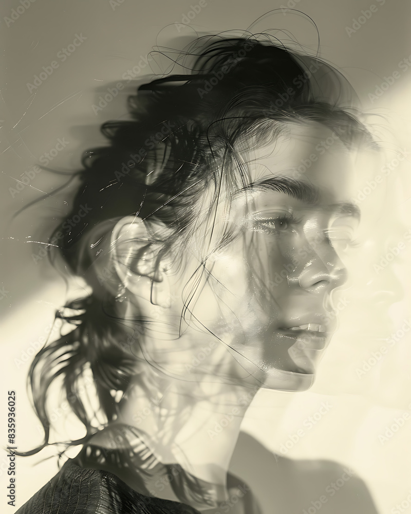 Fototapeta premium Conceptual Double Exposure AI-generated AIPhotography