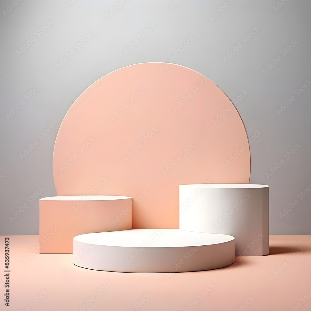 Minimalist Blank Podium Design: High-Resolution Mockup for Beauty Product Displays Clean and Stylish Studio with 3D Podium, Geometric Shapes, and Hairdressing Pattern in Pastel Colors Background Minimalist Blank Podium Design: High-Resolution Mockup for Beauty Product Displays Clean and Stylish Studio with 3D Podium, Geometric Shapes, and Hairdressing Pattern in Pastel Colors Background