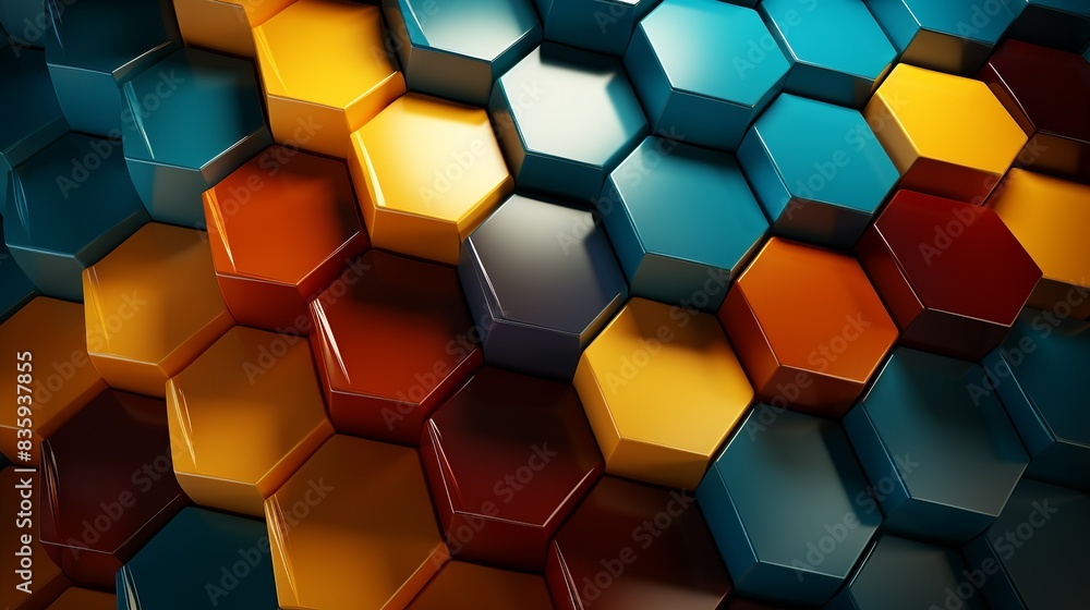 Interlocking hexagons forming a symmetrical pattern, representing harmony and balance in abstract form. Painting Illustration style, Minimal and Simple, Interlocking hexagons forming a symmetrical pattern, representing harmony and balance in abstract form. Painting Illustration style, Minimal and Simple,