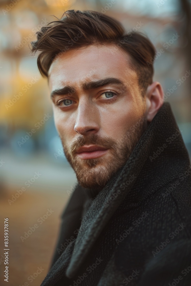 A close-up shot of a person wearing a coat A close-up shot of a person wearing a coat