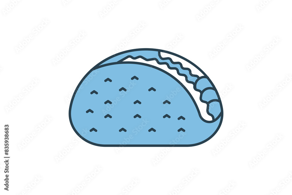 Taco icon. icon related to fast food. suitable for web site, app, user interfaces, printable etc. flat line icon style. simple vector design editable Taco icon. icon related to fast food. suitable for web site, app, user interfaces, printable etc. flat line icon style. simple vector design editable