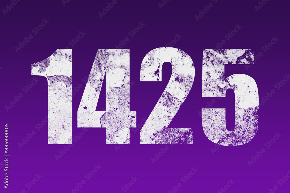 flat white grunge number of 1425 on purple background. flat white grunge number of 1425 on purple background.