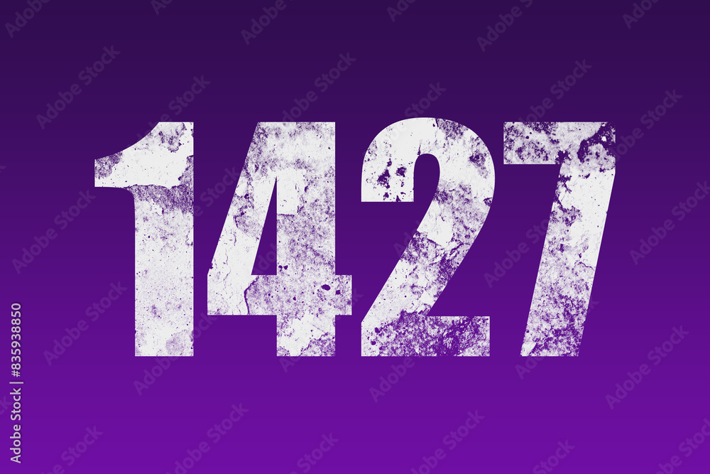 flat white grunge number of 1427 on purple background. flat white grunge number of 1427 on purple background.