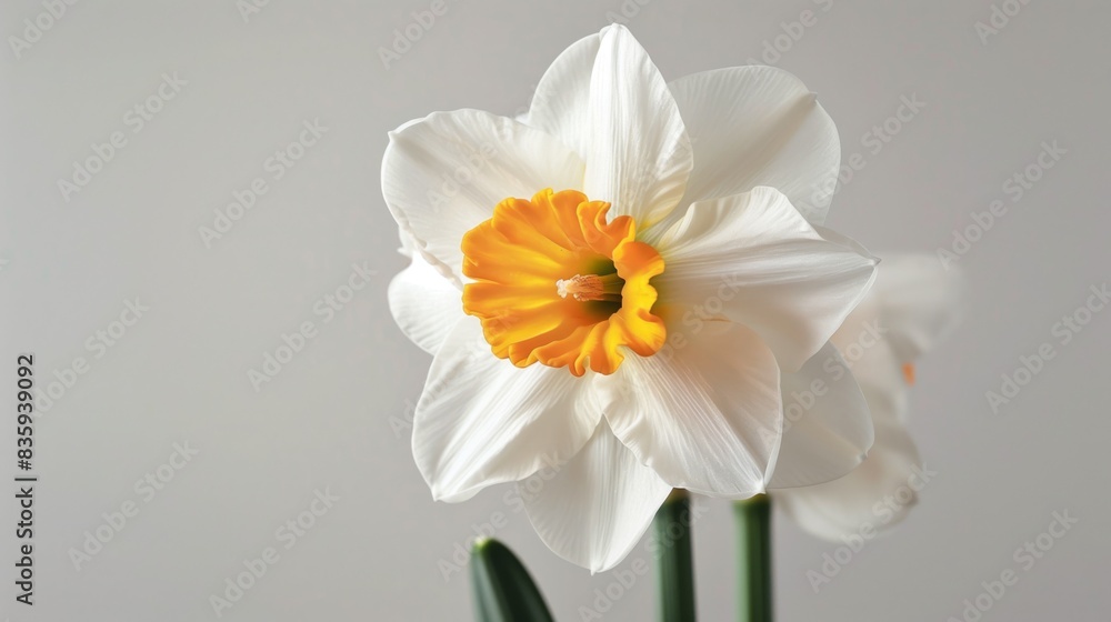 Detailed view of a white and yellow narcissus flower Detailed view of a white and yellow narcissus flower