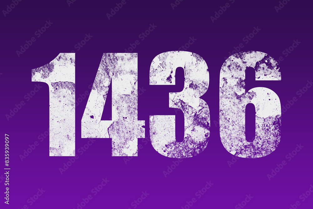 flat white grunge number of 1436 on purple background. flat white grunge number of 1436 on purple background.