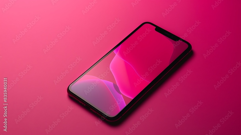 Cerise background highlighting a sleek smartphone, adding a touch of vibrancy and sophistication to modern communication devices. Cerise background highlighting a sleek smartphone, adding a touch of vibrancy and sophistication to modern communication devices.