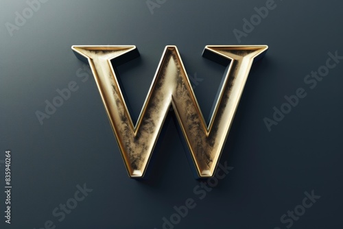 Obraz na płótnie Simple gold letter W on a black background