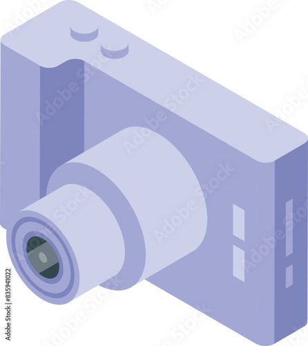 Stylish and modern isometric digital camera illustration with pastel colors for photography and technology design icon