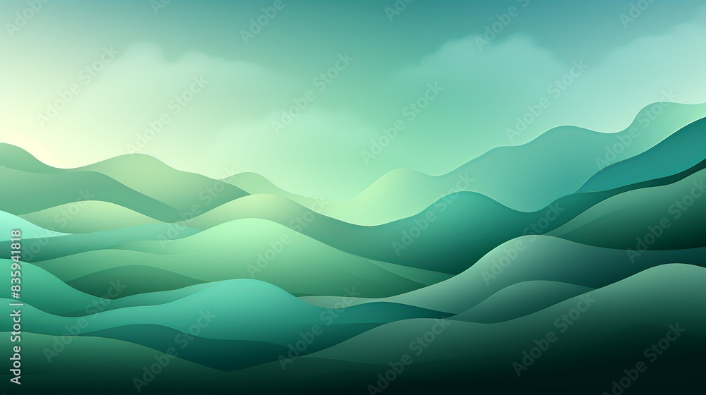 Fototapeta premium Soft gradient background in shades of green, evoking a sense of nature and tranquility. Painting Illustration style, Minimal and Simple,