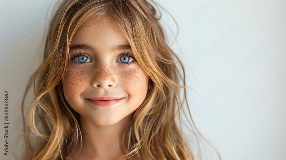 beautiful cute cheerful girl smiling looking at camera over white background .hight relustion beautiful cute cheerful girl smiling looking at camera over white background .hight relustion