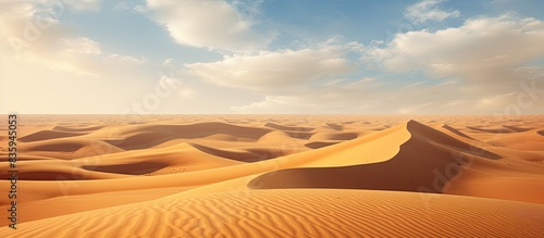 Sandy dunes in Wathbah desert. Creative banner. Copyspace image