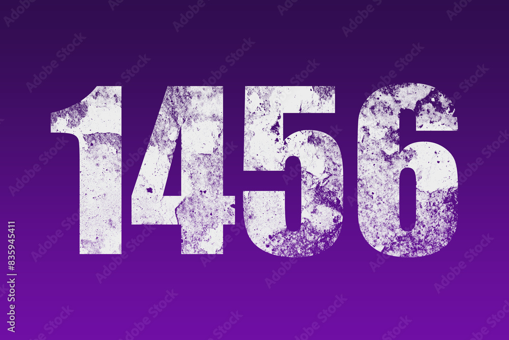 flat white grunge number of 1456 on purple background. flat white grunge number of 1456 on purple background.