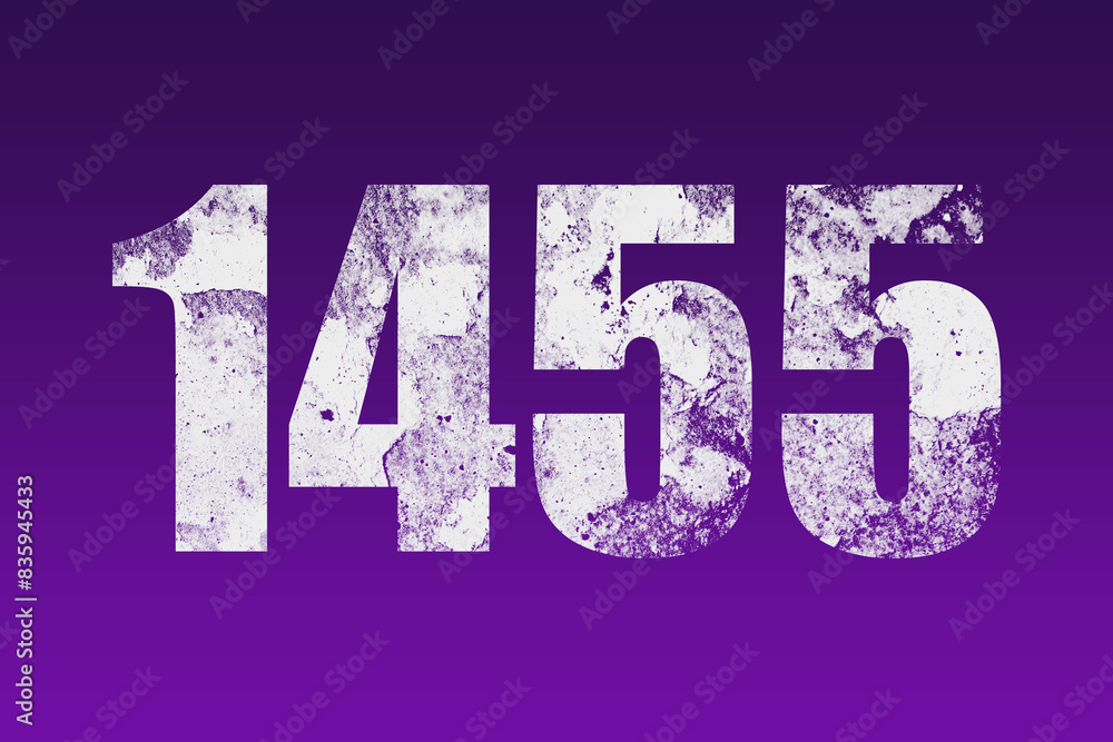 flat white grunge number of 1455 on purple background. flat white grunge number of 1455 on purple background.