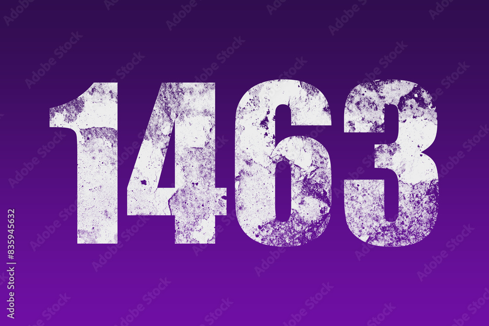 flat white grunge number of 1463 on purple background. flat white grunge number of 1463 on purple background.