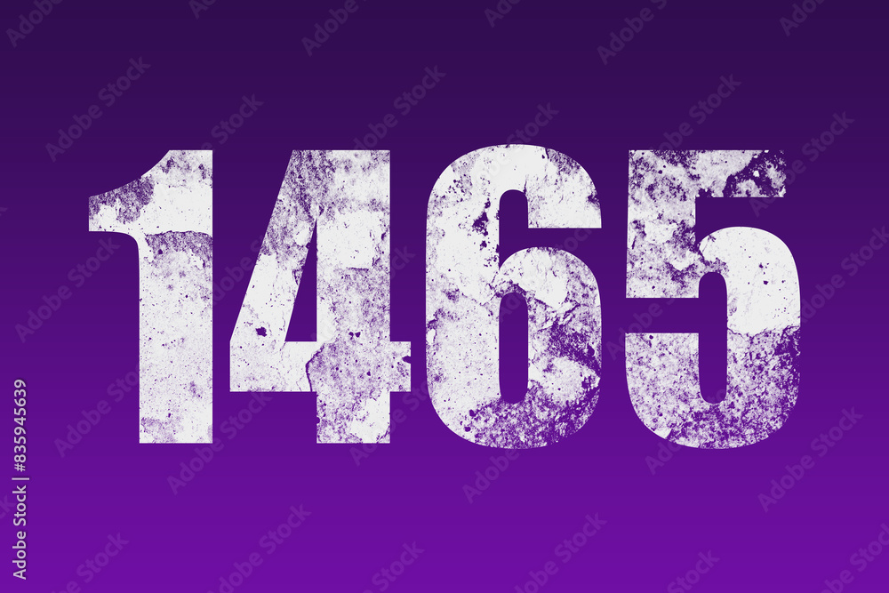 flat white grunge number of 1465 on purple background. flat white grunge number of 1465 on purple background.