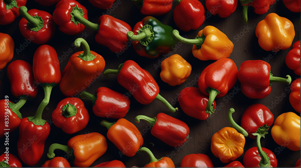 Red and green peppers growing in the garden ai photo Red and green peppers growing in the garden ai photo