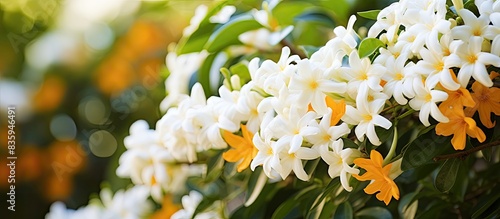 Murraya paniculata flowers in the garden orange jasmine. Creative banner. Copyspace image photo