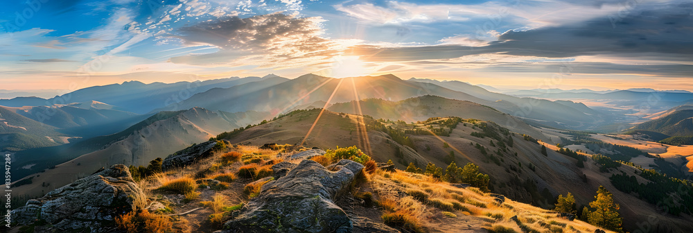 Fototapeta premium Mountain landscape at sunset