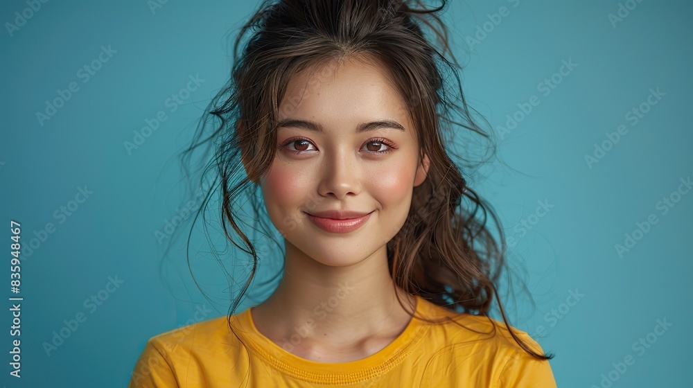 lucky winner cheerful charismatic asian cute urban girl stand yellow t shirt smiling friendly pointing finger camera choosing picking person .stock illustration lucky winner cheerful charismatic asian cute urban girl stand yellow t shirt smiling friendly pointing finger camera choosing picking person .stock illustration