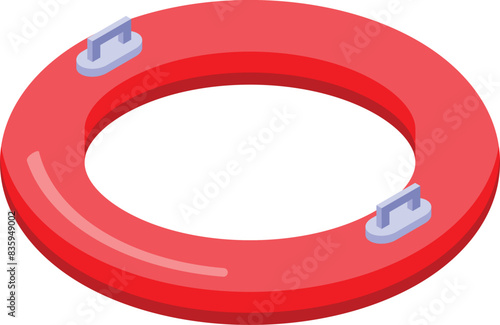 Vibrant 3d isometric illustration of a red lifesaver flotation ring