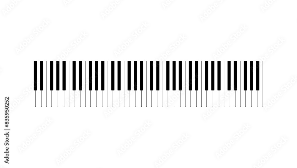 Piano keyboard, black isolated silhouette Piano keyboard, black isolated silhouette